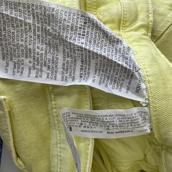 Zara Mid Rise Crop Flare Lime Yellow Stretch Jeans NWT Size 8 - Picture 12 of 15